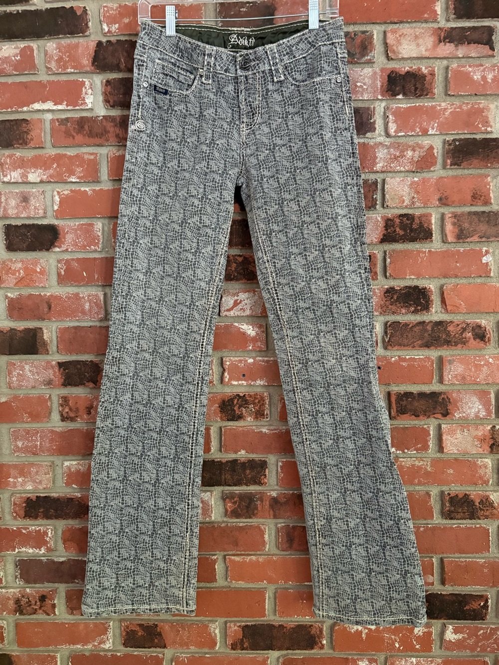 Adiktd Lowrise Snake Print Flare Jeans  Western Cowgirl Y2K Grunge Sz 6 Tall